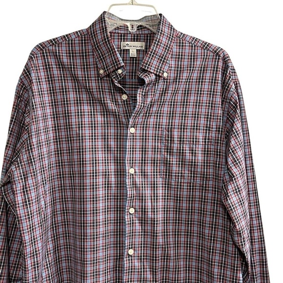 Peter Millar Men's Plaid Button-Down Shirt Multicolor Size L Long Sleeve - Picture 2 of 13